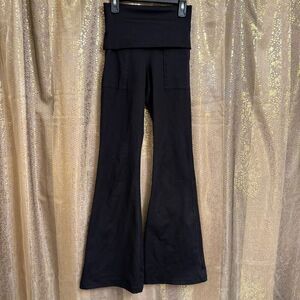 Aerie The Hugger Black Foldover Hi Rise Flare Leggings XS
